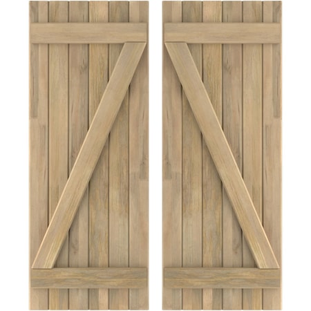 Americraft 6-Board (2 Batten) Wood Joined Board-n-Batten Shutters W/ Z-Bar, ARW102BB621X60UNH